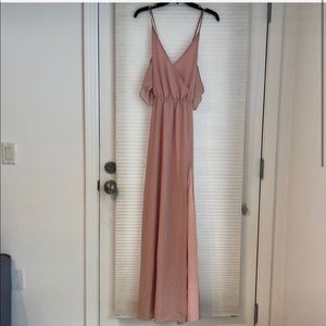 LULUS bridesmaid dress light pink chiffon maxi